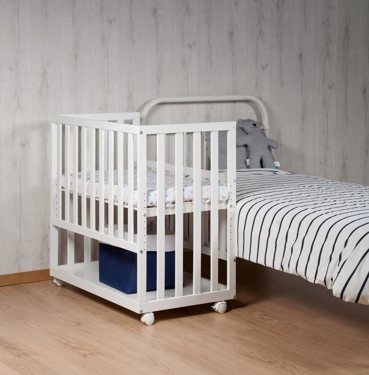 Childhome - Berceau de chevet + roulettes - 50x90 Cm - Bois - Blanc – Image 5