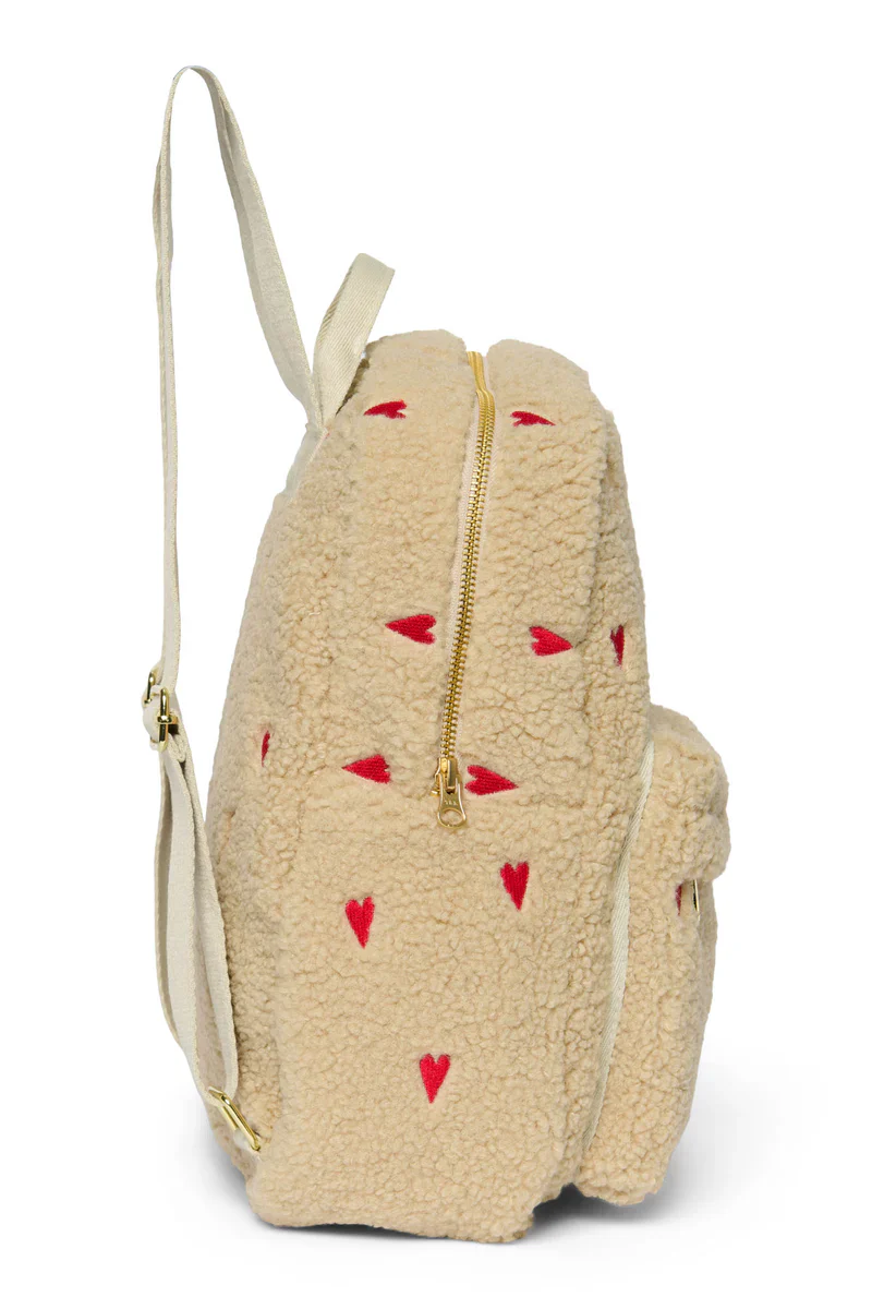 Studio Noos - Midi Backpacks - Sac à dos enfant avec cœurs brodés - Sac à dos Teddy Hearts avec poche frontale – Image 3