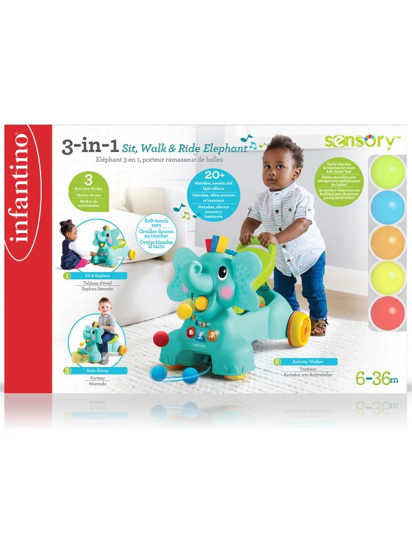 Infantino - Sensory Ollie 3-en-1 Poussette Eléphant – Image 9