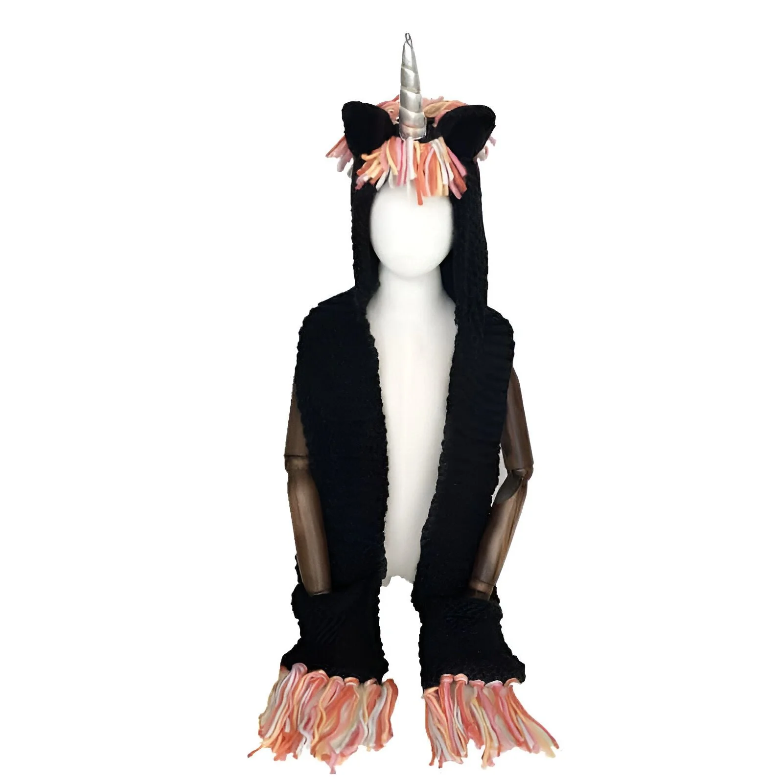 Chapeau Licorne Crocheté Noir Fantaisie