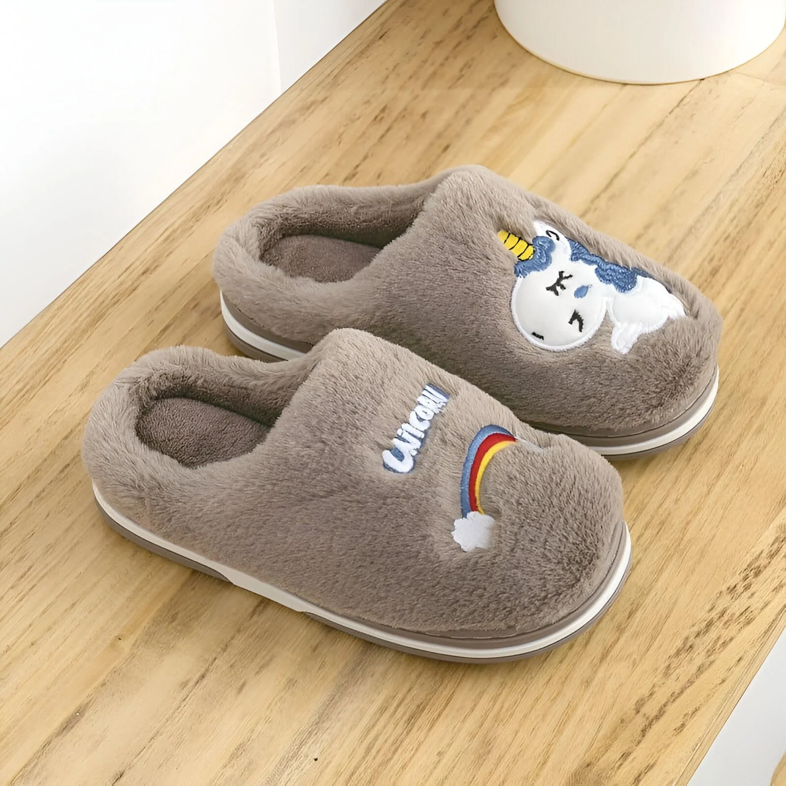 Chausson Licorne Petite Fille Marron
